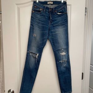 Madewell Blue Semi Ripped Skinny Jeans